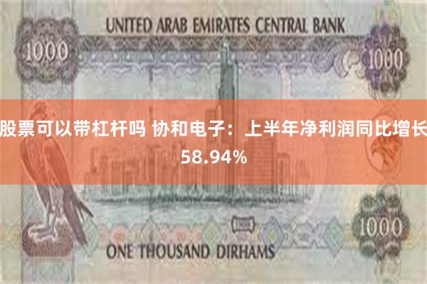股票可以带杠杆吗 协和电子：上半年净利润同比增长58.94%