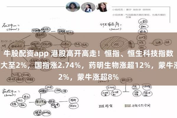 牛股配资app 港股高开高走！恒指、恒生科技指数涨幅扩大至2%，国指涨2.74%，药明生物涨超12%，蒙牛涨超8%