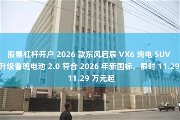 股票杠杆开户 2026 款东风启辰 VX6 纯电 SUV 上市：升级鲁班电池 2.0 符合 2026 年新国标，限时 11.29 万元起